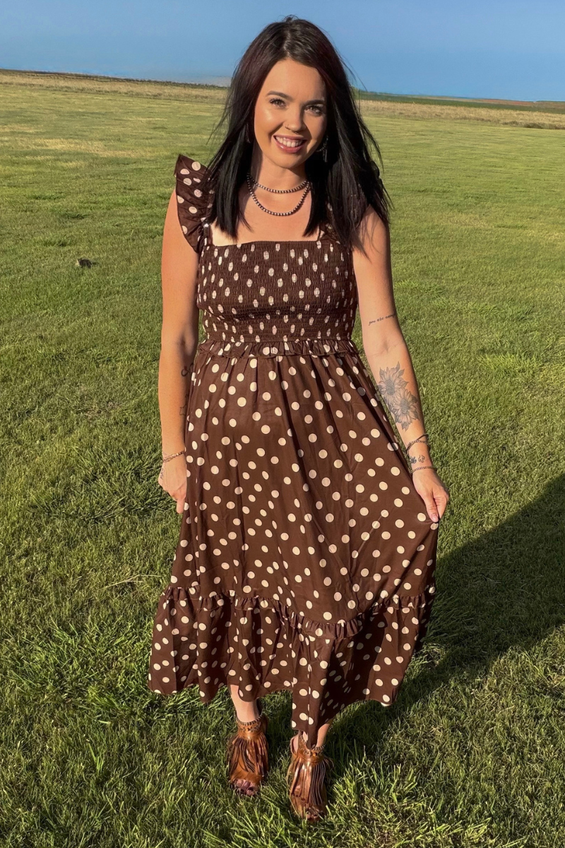 Mocha Dot Dress