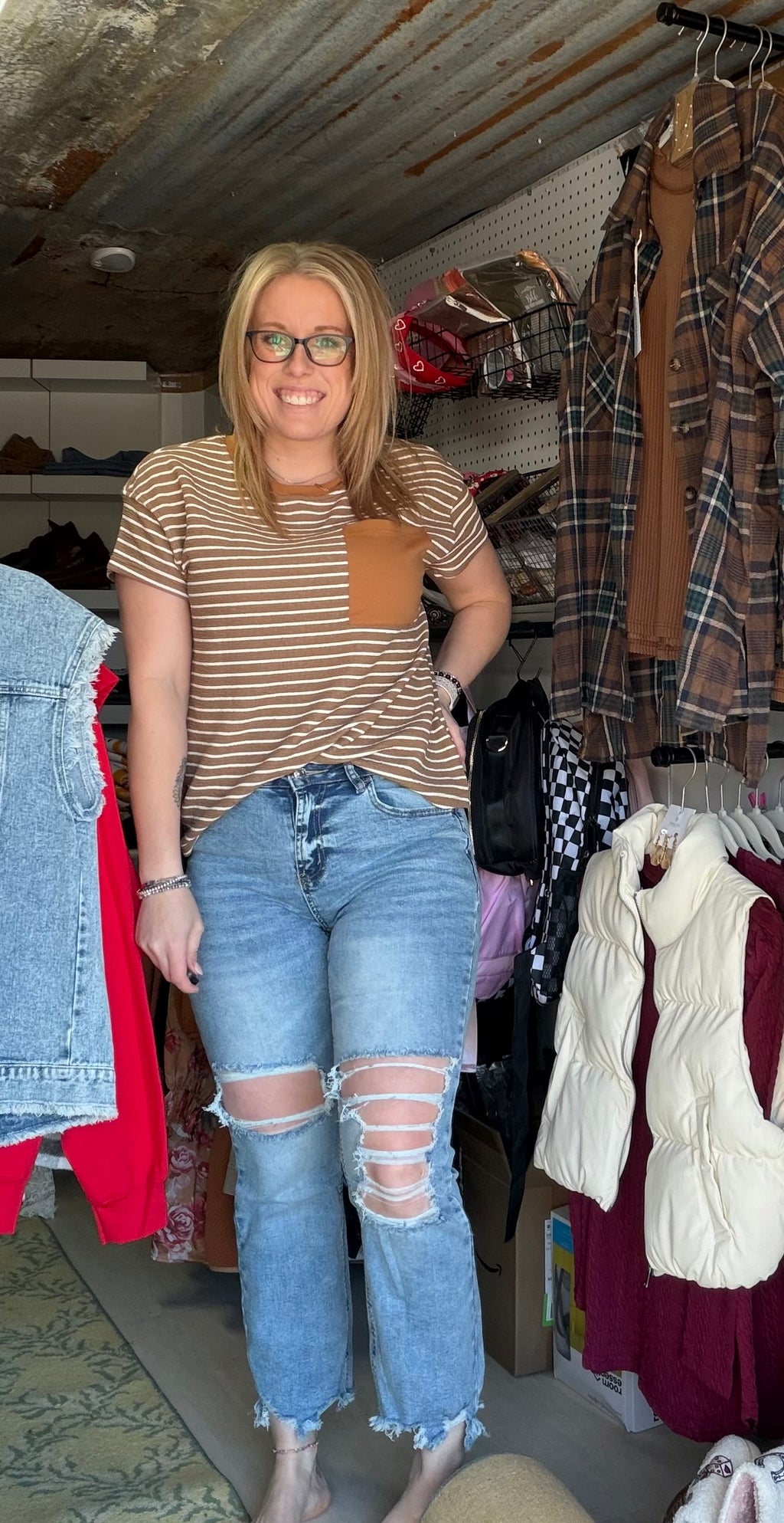 Raw Hem Ripped Flare Jeans