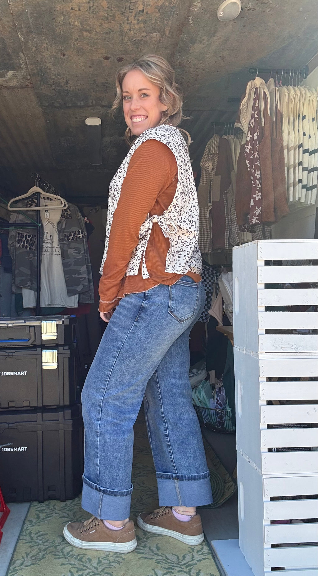 Leopard Print Knot Side Twill Vest