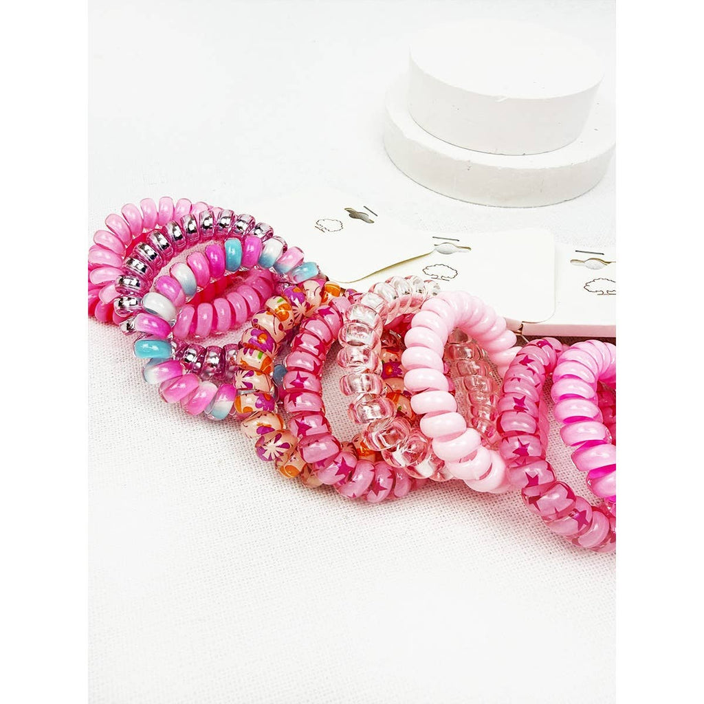 Hot Pink Mix Shades Spiral Hair Ties