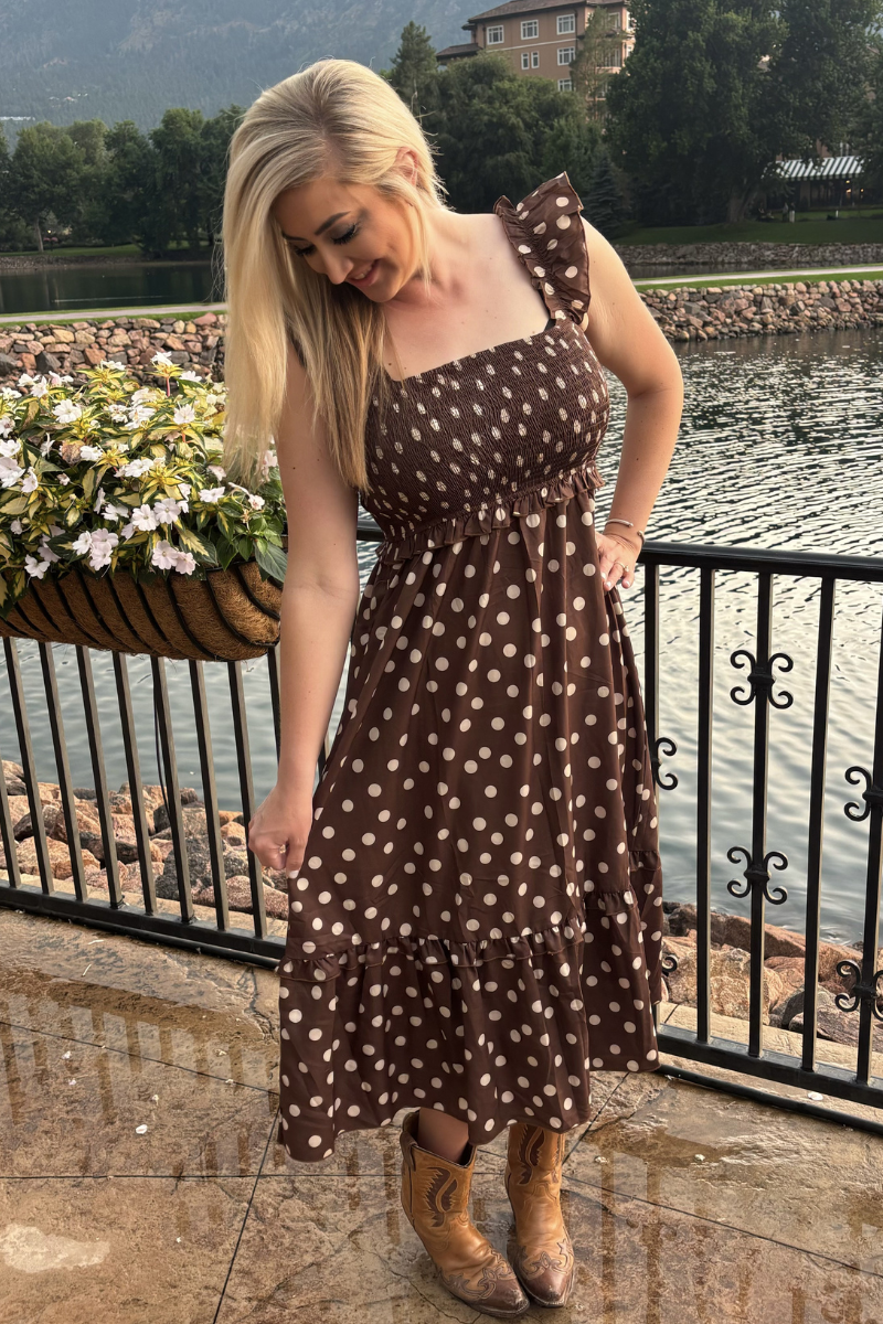 Mocha Dot Dress