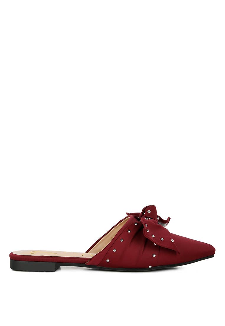Studded Bow Flat Mules