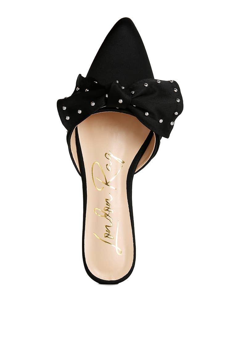 Studded Bow Flat Mules