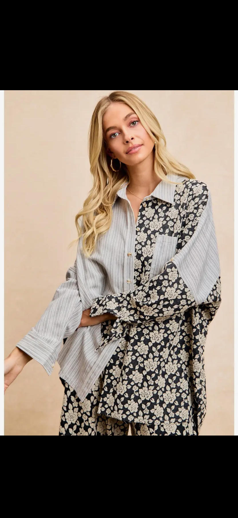 Stripes & Floral Jacquard Mix Match Shirt