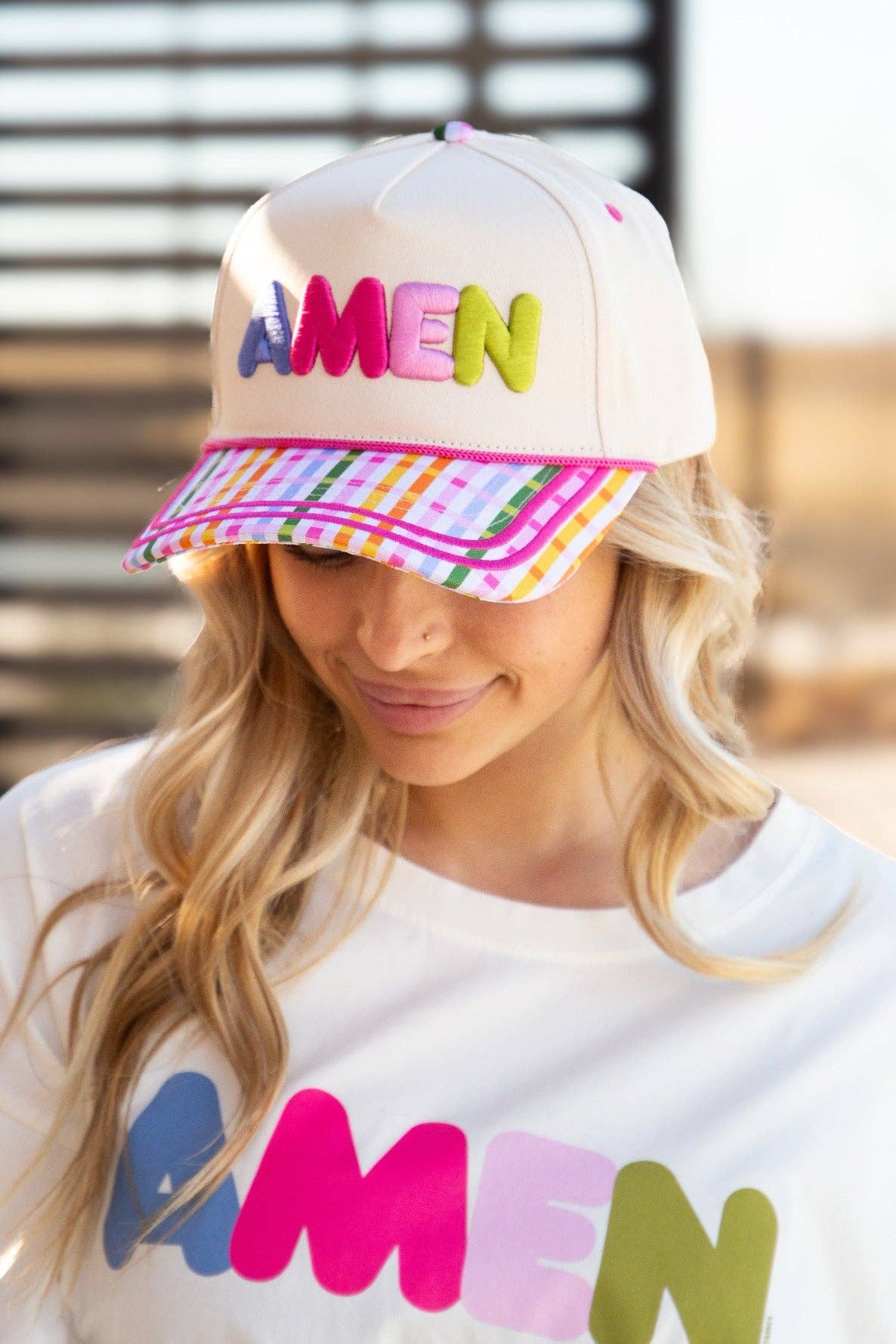 "Amen" Plaid Hat