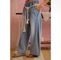 Washed Barrel Leg Gathered Elastic Waist