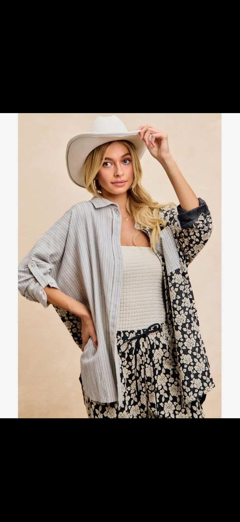 Stripes & Floral Jacquard Mix Match Shirt