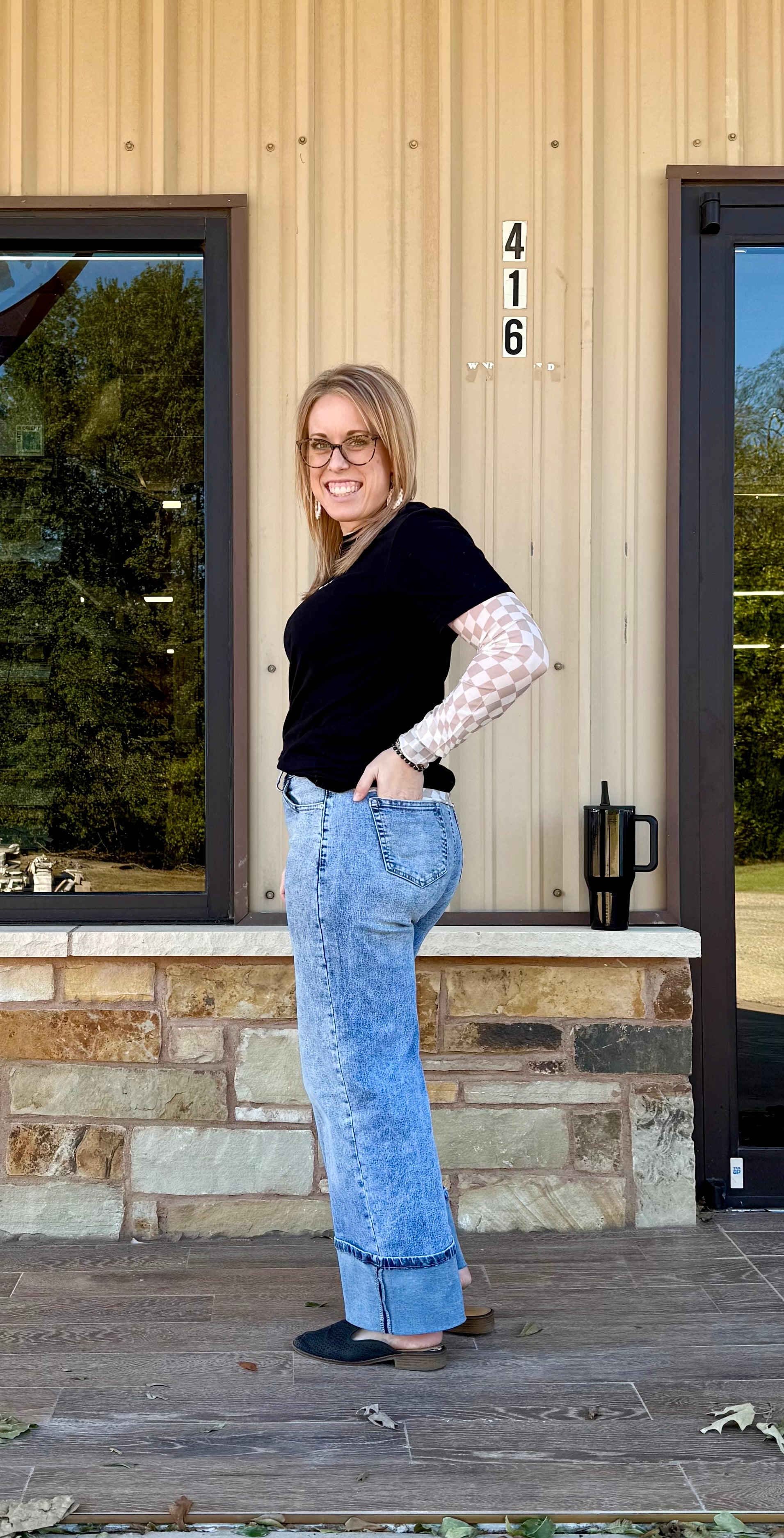 High Rise Button Zip Fly Medium Wash Jeans