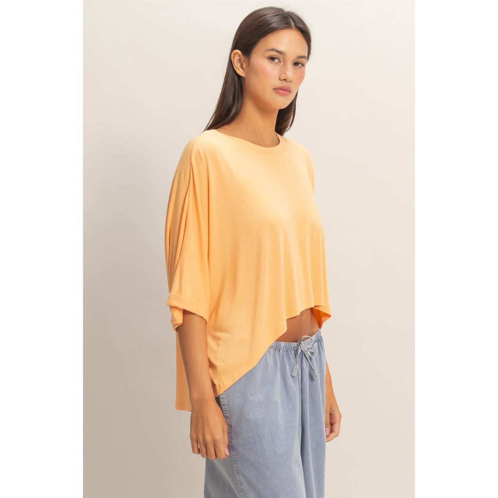 Relaxed Oversized High-Low Batwing Tee