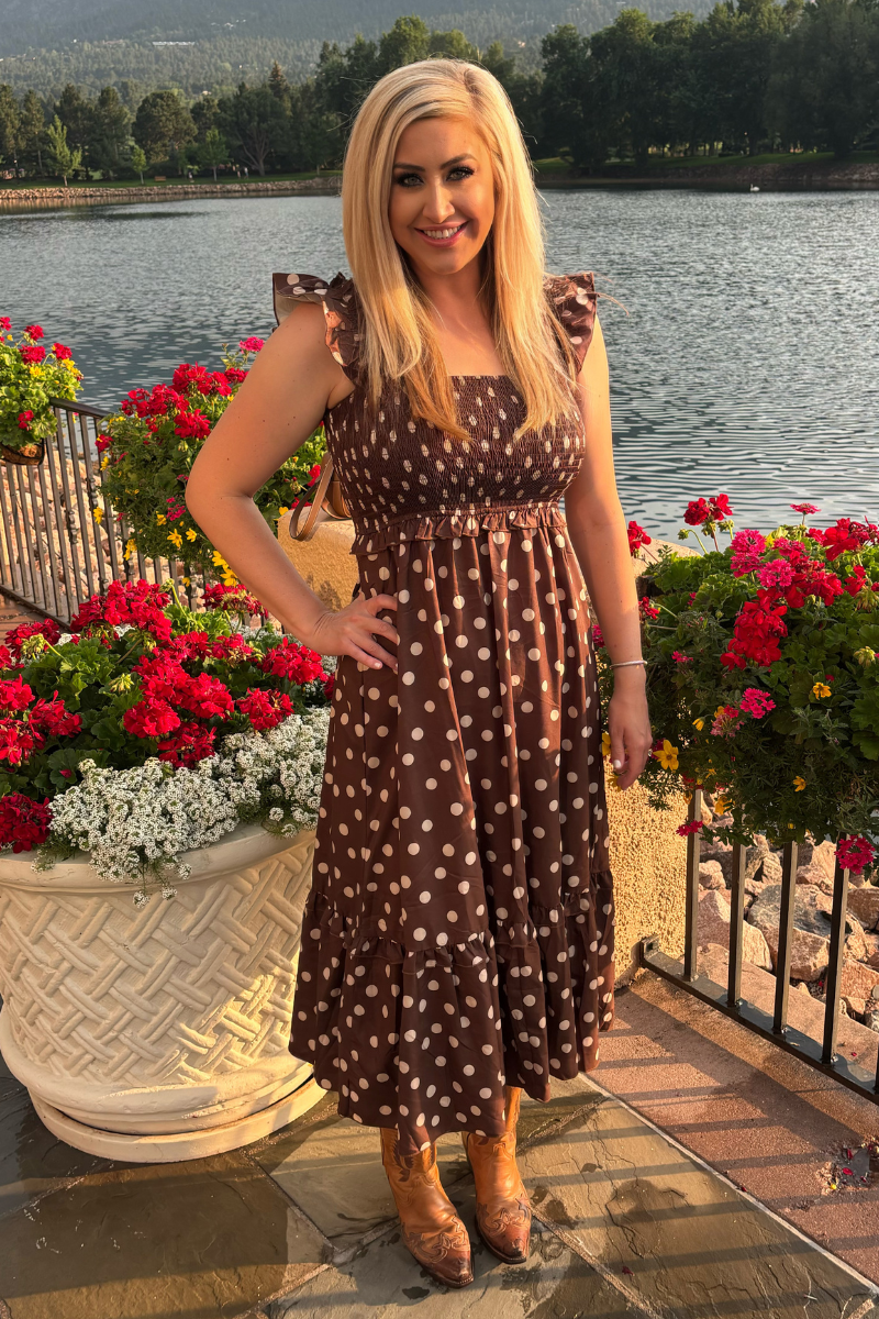Mocha Dot Dress