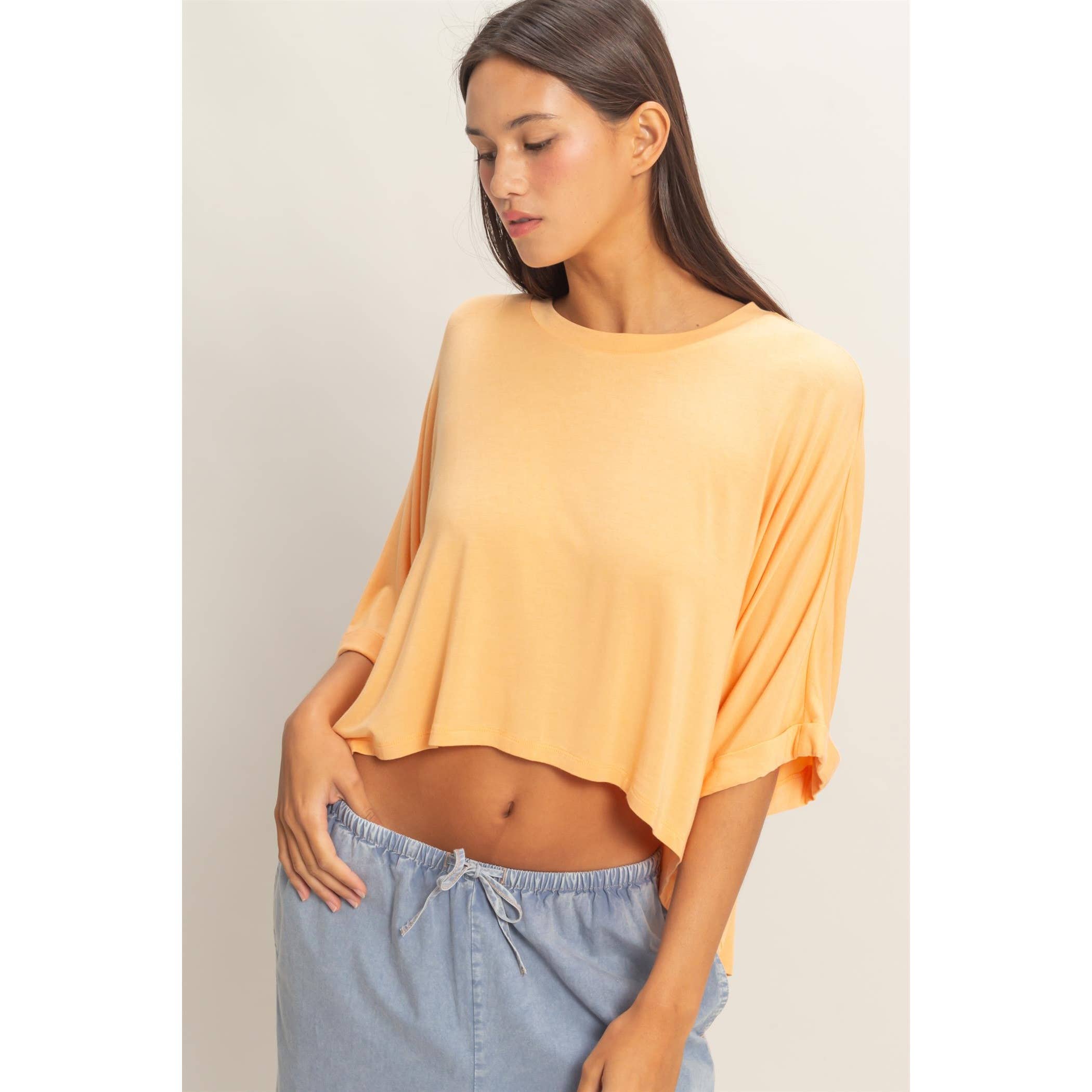 Relaxed Oversized High-Low Batwing Tee