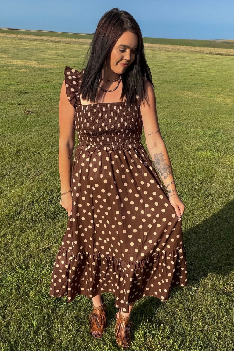 Mocha Dot Dress