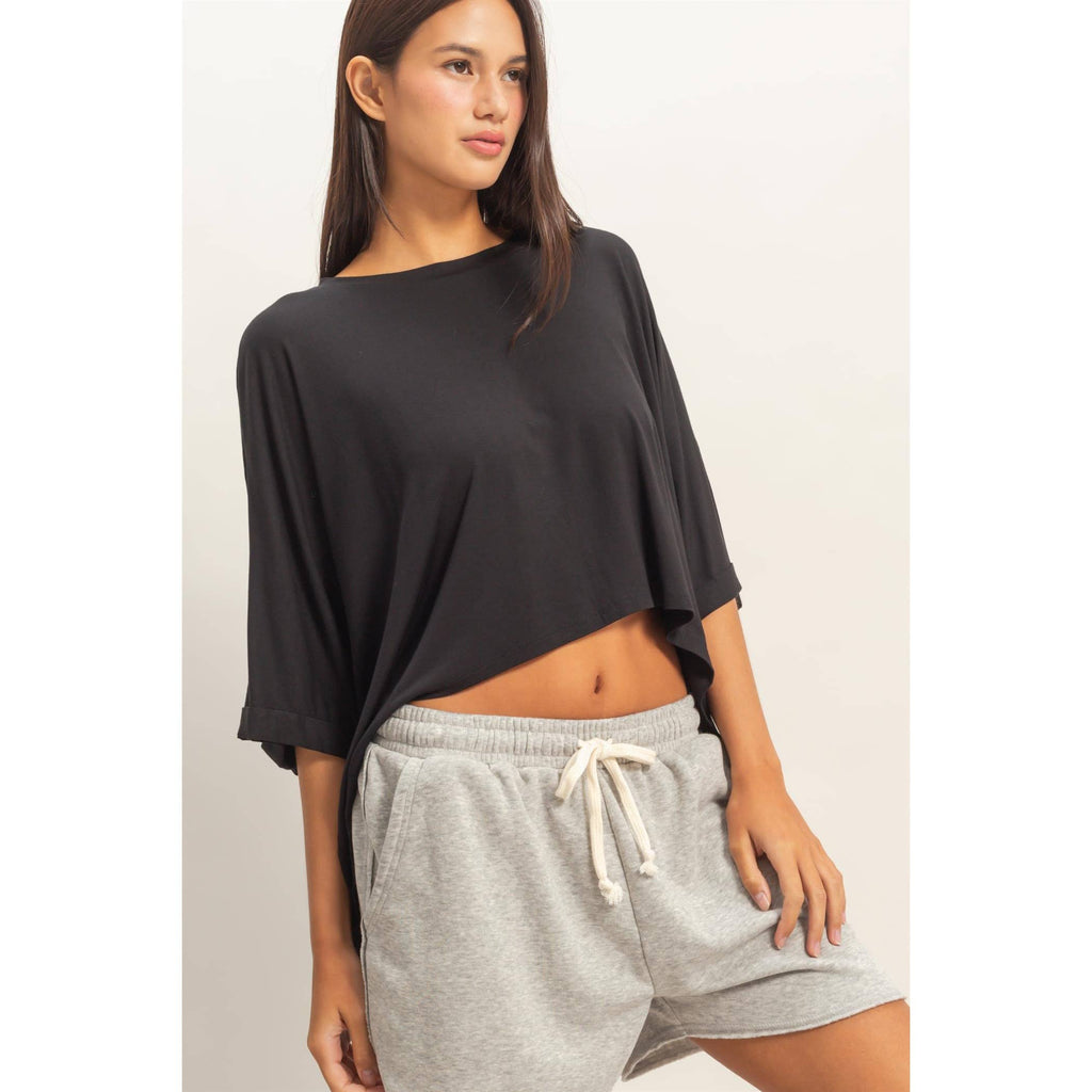 Relaxed Oversized High-Low Batwing Tee