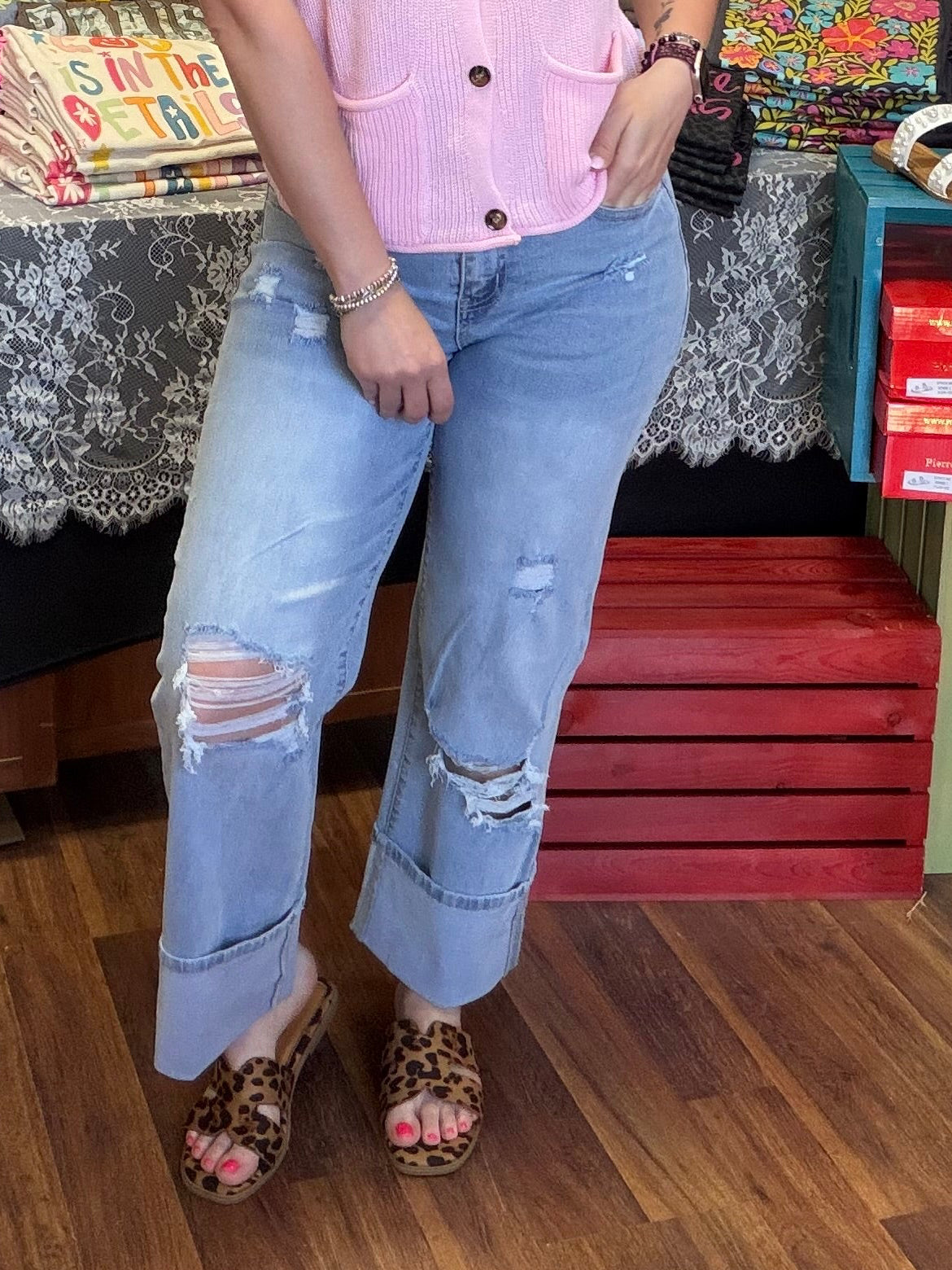 Distressed Light Wash Jeans