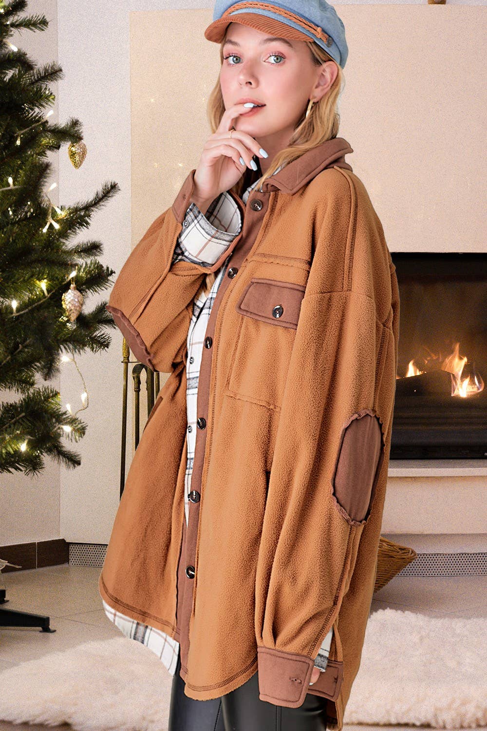 Soft Button Down Long Sleeve Fleece Jacket