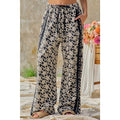 Floral Jacquard Side Trim Wide Pants