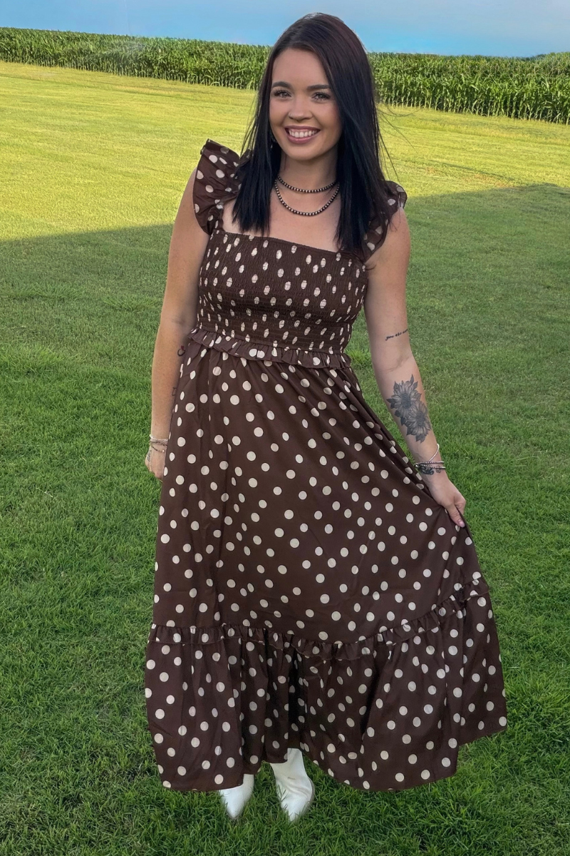 Mocha Dot Dress
