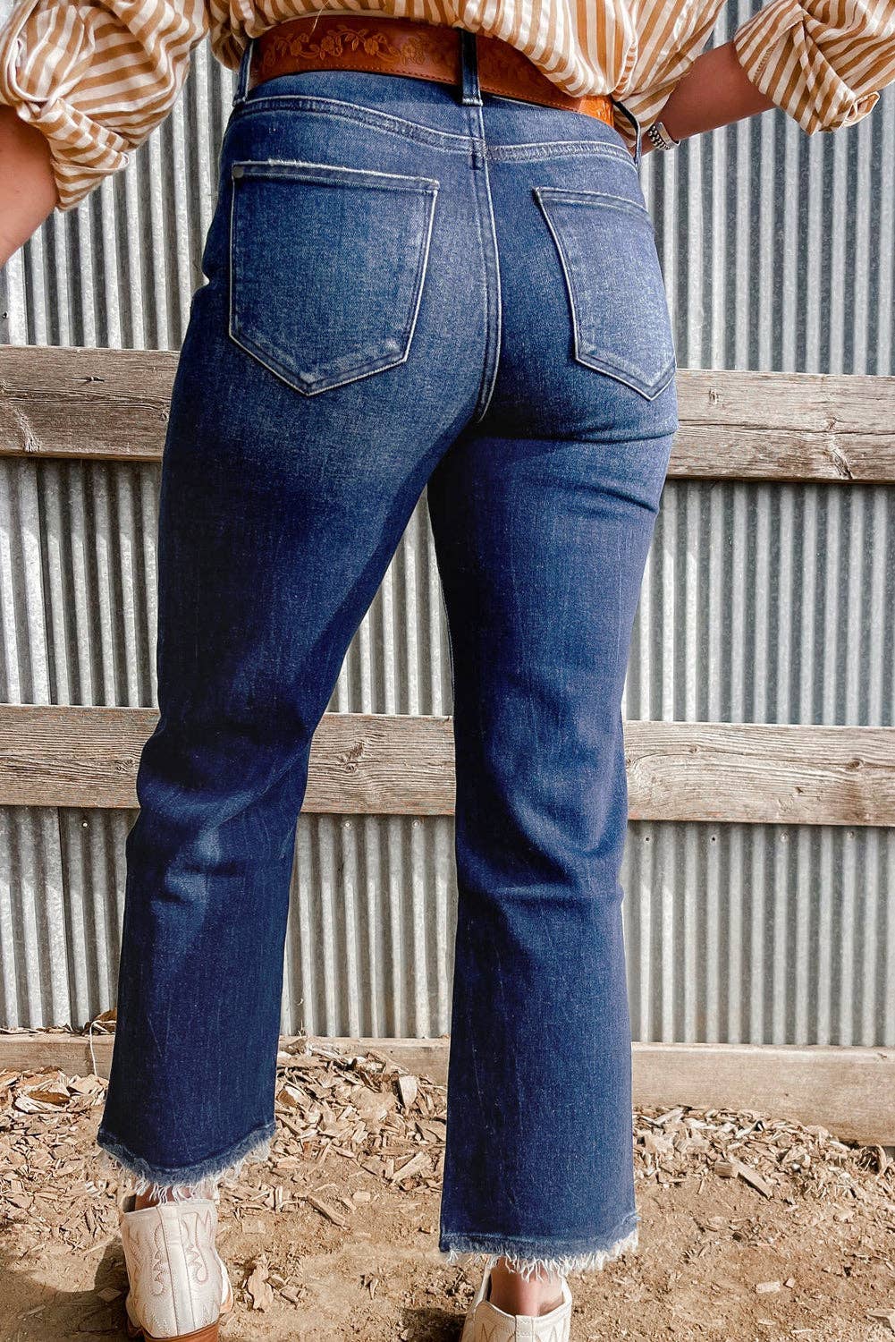 Sail Blue Mineral Wash Raw Hem High Waist Jeans
