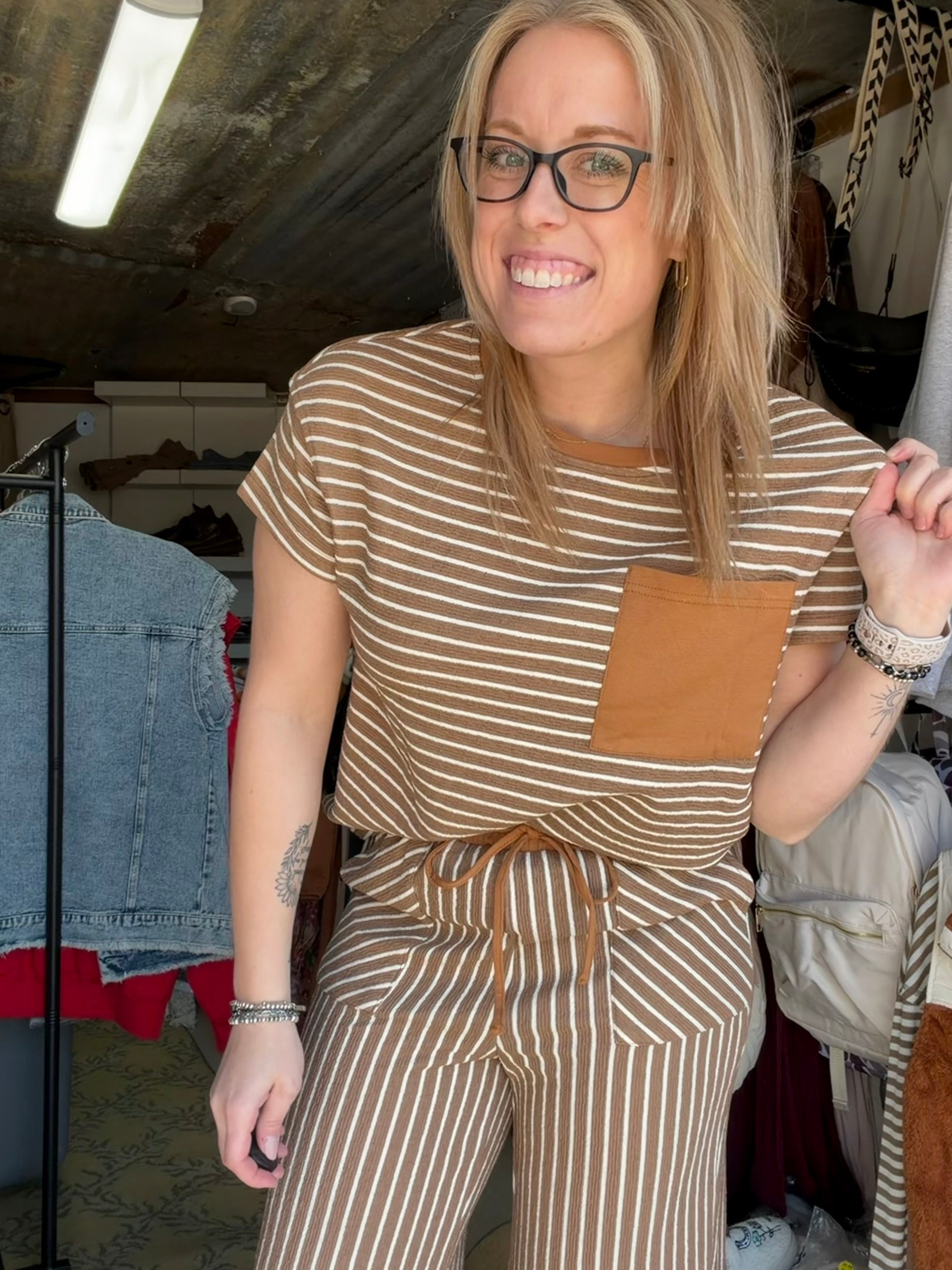 Khaki Striped Set