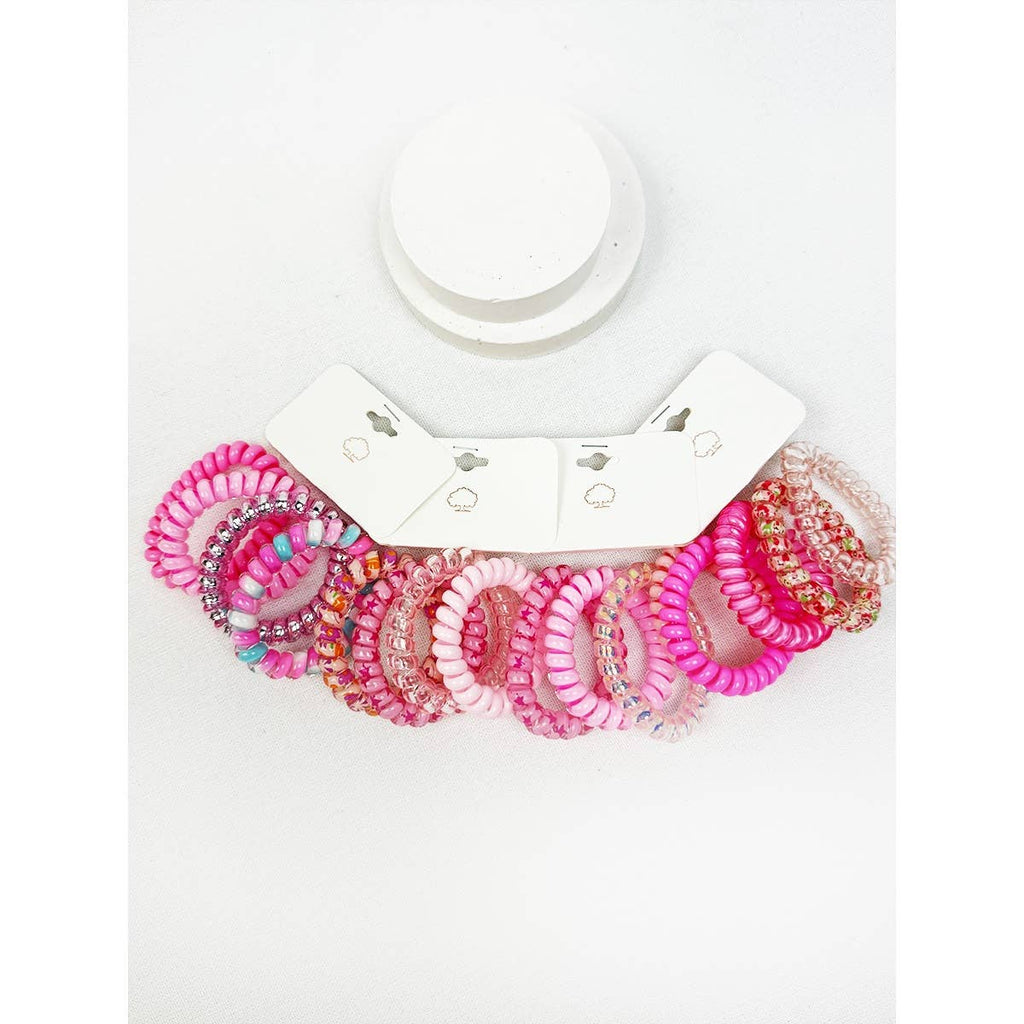 Hot Pink Mix Shades Spiral Hair Ties
