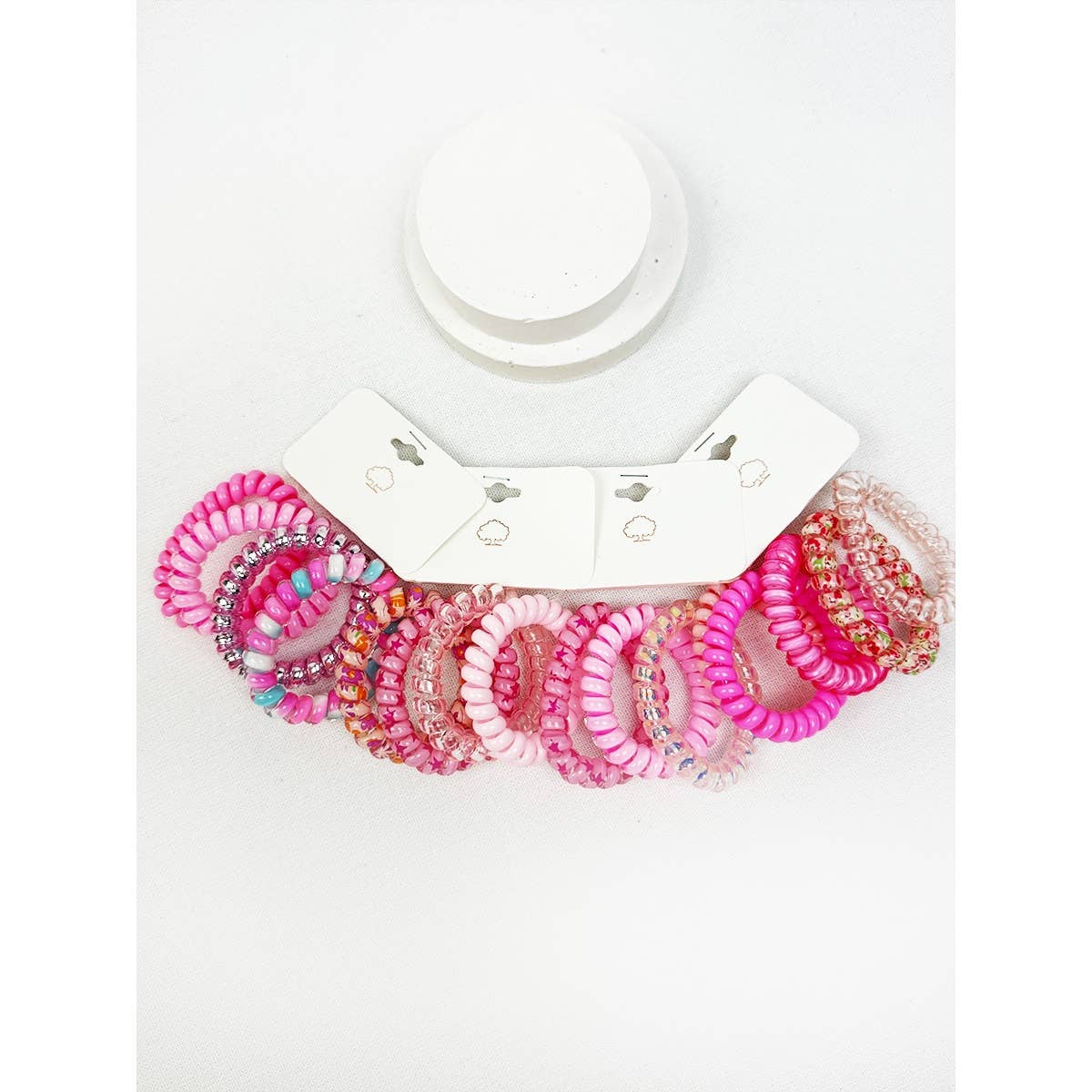 Hot Pink Mix Shades Spiral Hair Ties