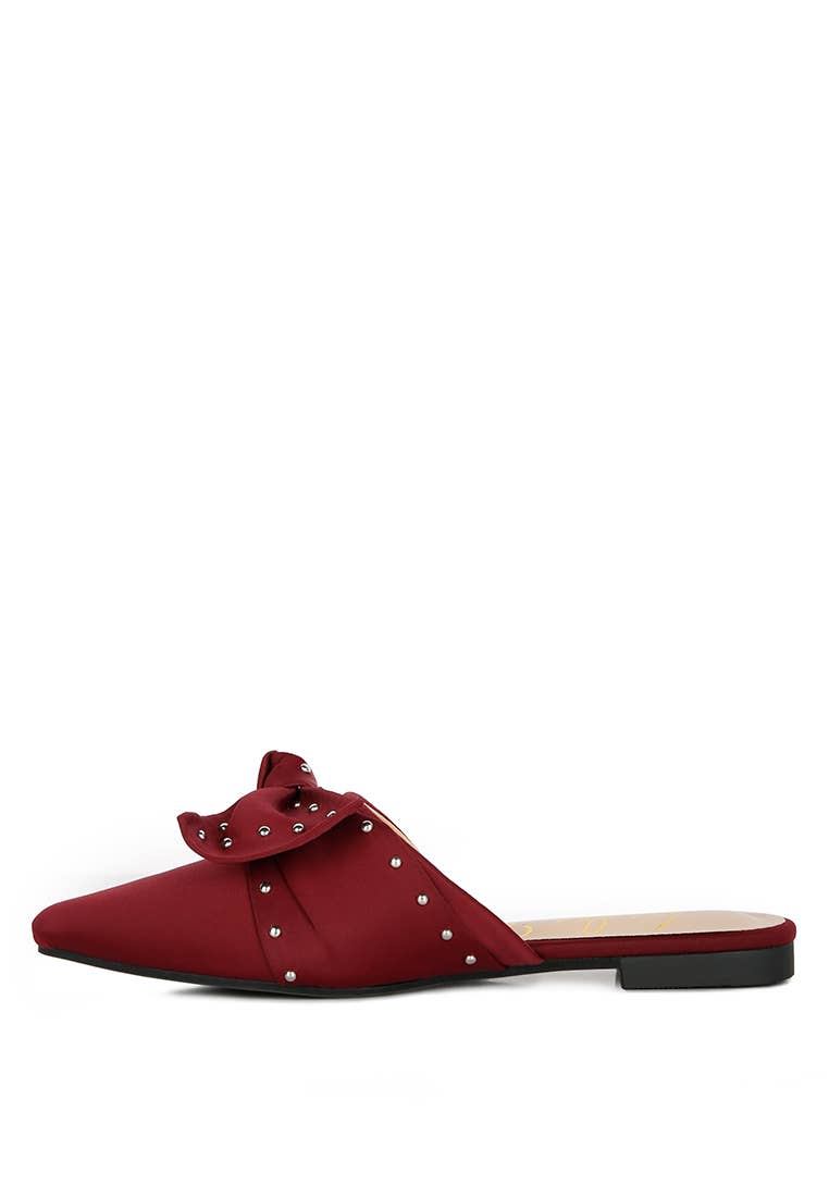 Studded Bow Flat Mules