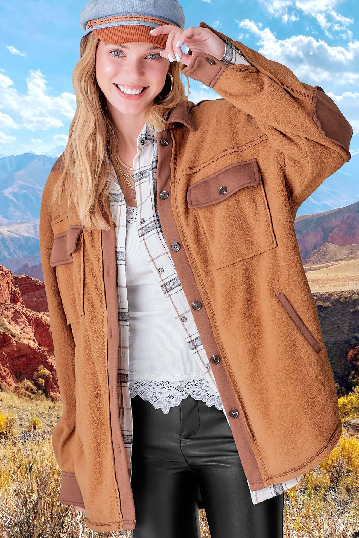 Soft Button Down Long Sleeve Fleece Jacket