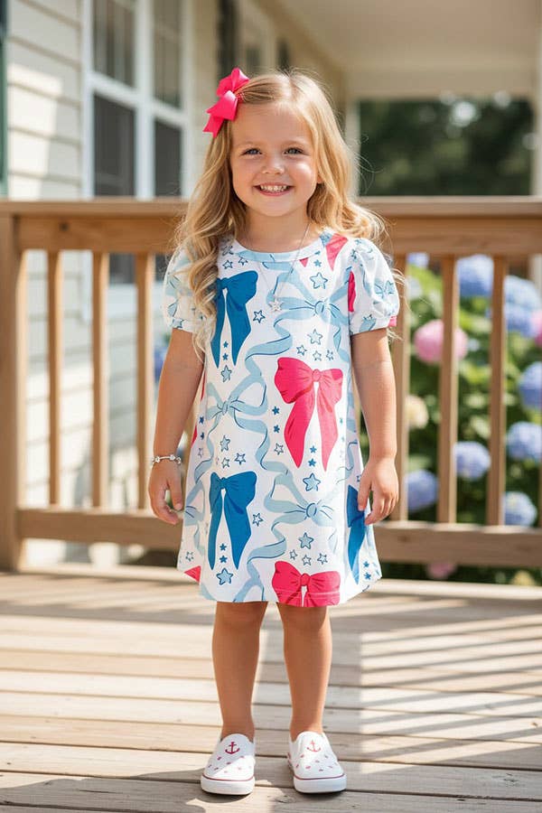 Girl’s Blue & pink bows dress