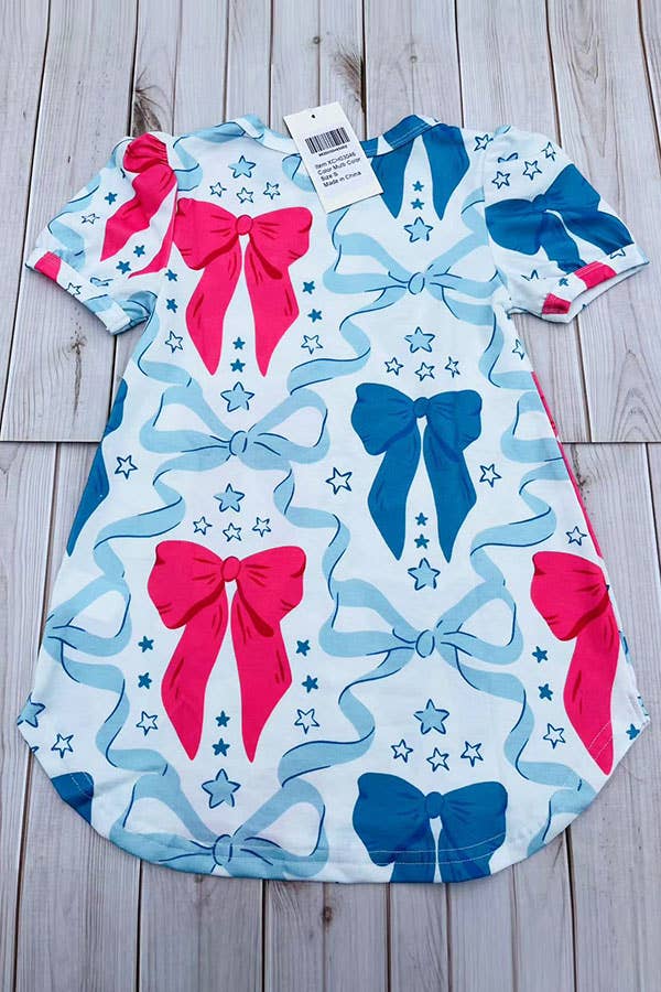 Girl’s Blue & pink bows dress