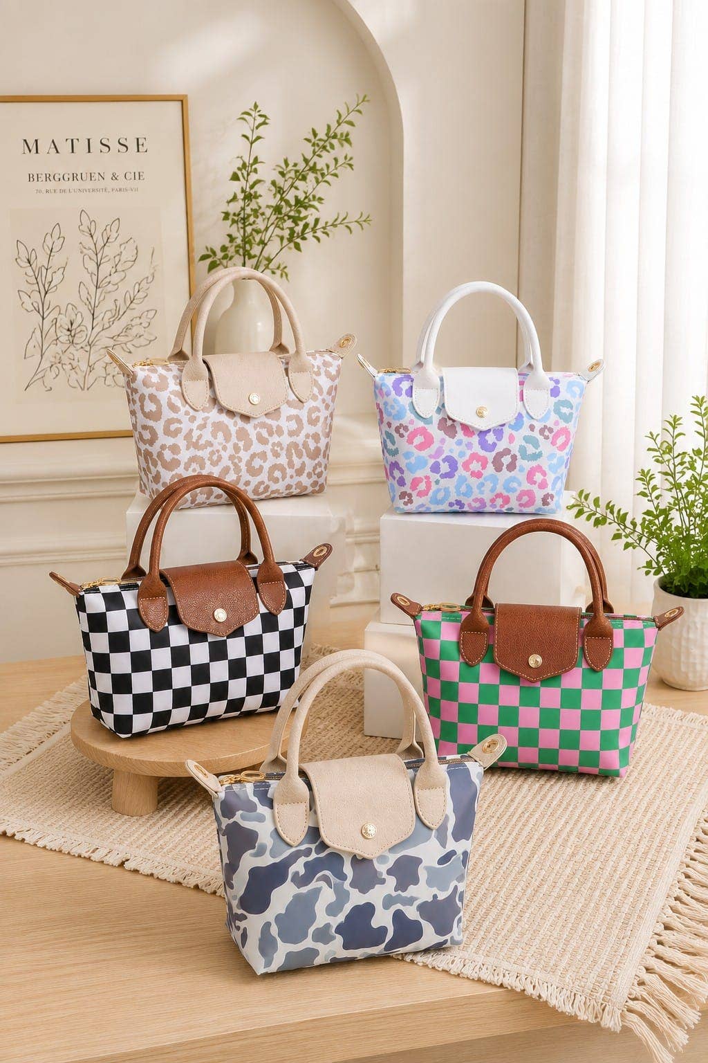 Amber Print Nylon Double Handle Crossbody Bag