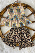 Girl’s Leopard bull sleeveless top & shorts set