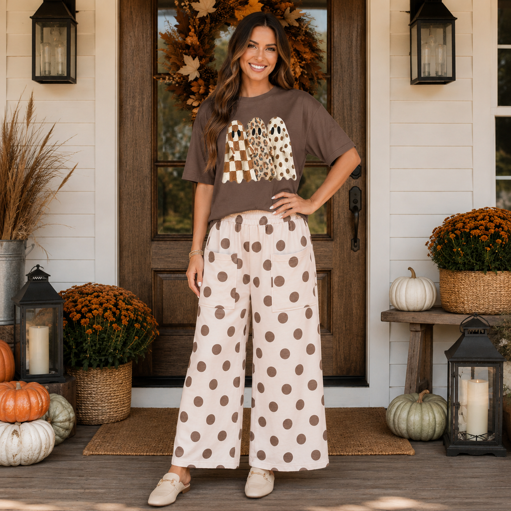 Polka Dot Wide Leg Pants