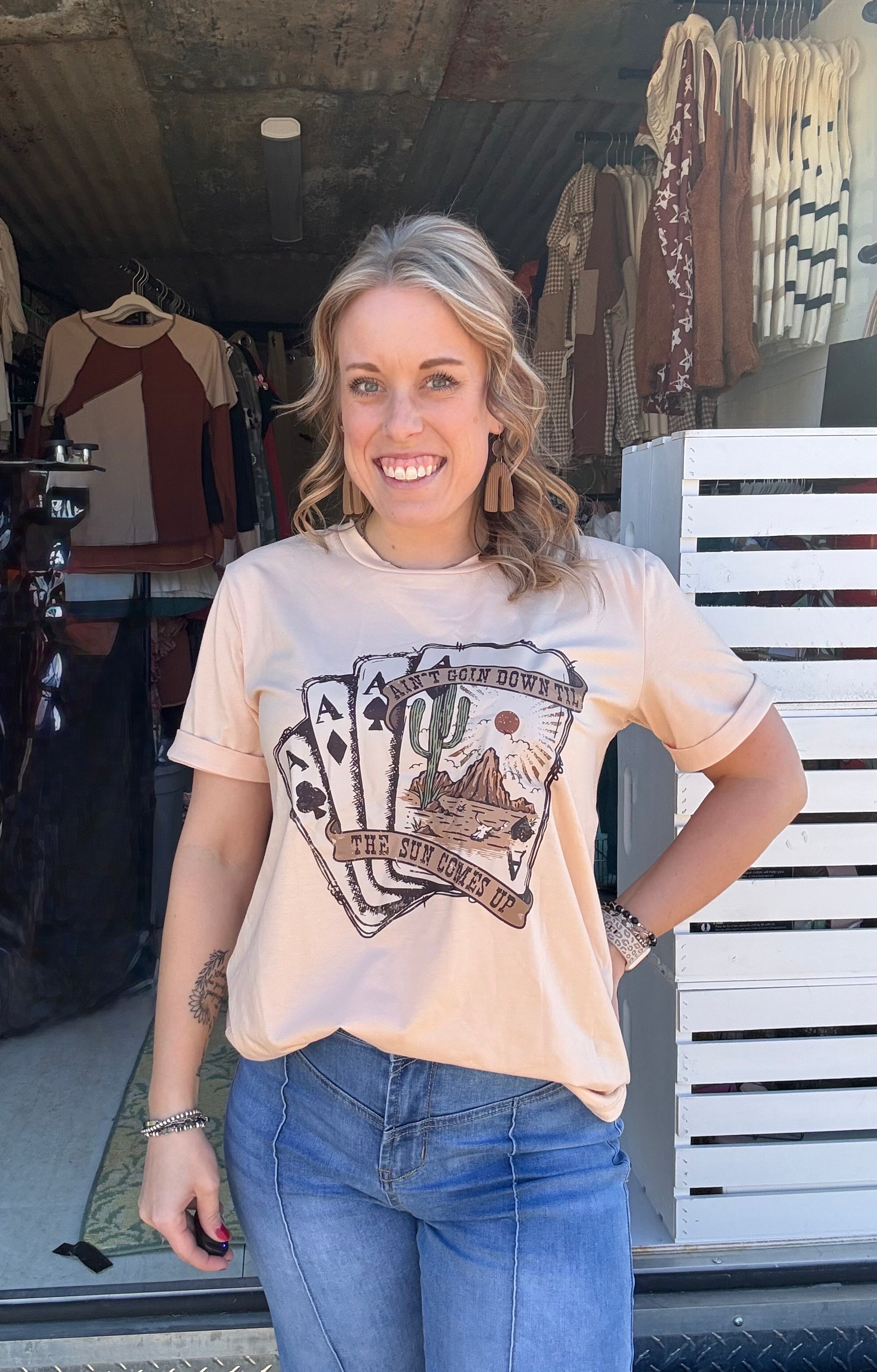Western Poker Cards Graphic T Shirt
