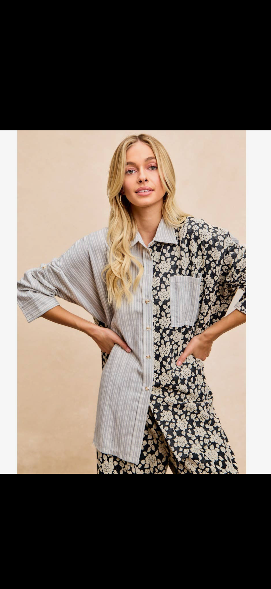 Stripes & Floral Jacquard Mix Match Shirt