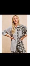 Stripes & Floral Jacquard Mix Match Shirt