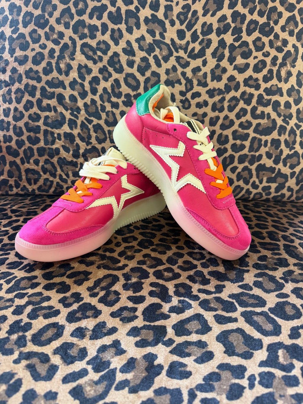 Fuschia Low Top Lace Up Platform Sneaker