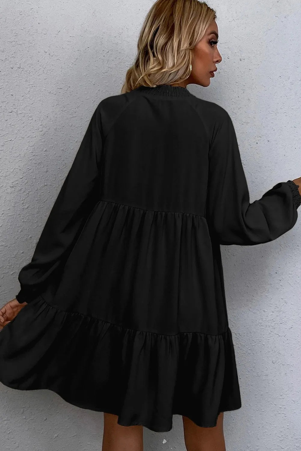 Black Tie Long Sleeve Dress