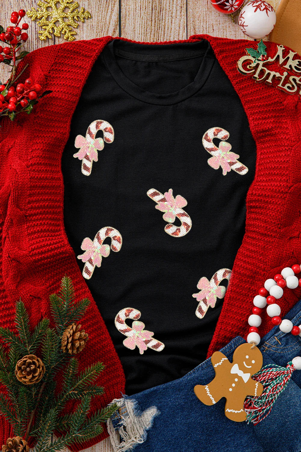 Sequin Candy Cane Shirt