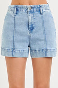 Risen HIGH RISE RELAXED SHORTS WITH SEAMED DETAILS