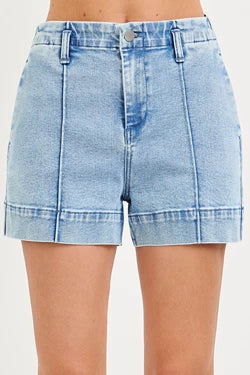 Risen HIGH RISE RELAXED SHORTS WITH SEAMED DETAILS