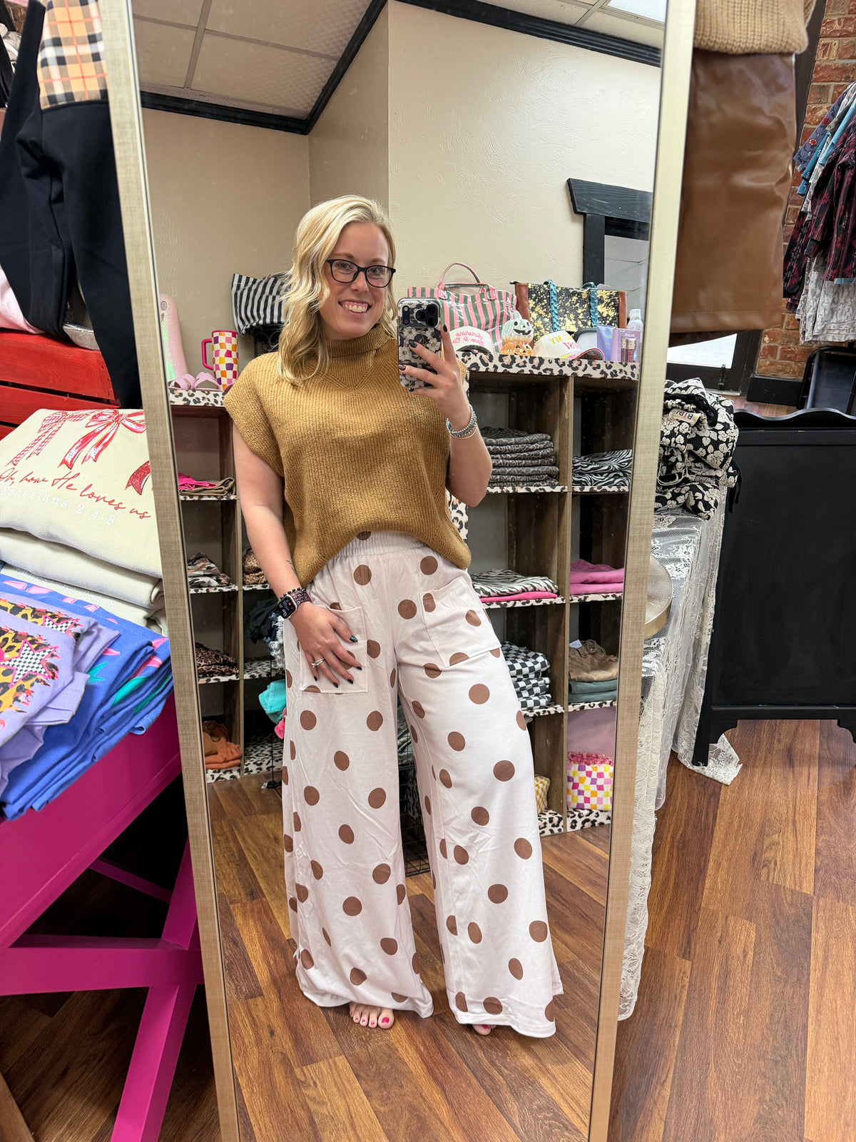 Polka Dot Wide Leg Pants