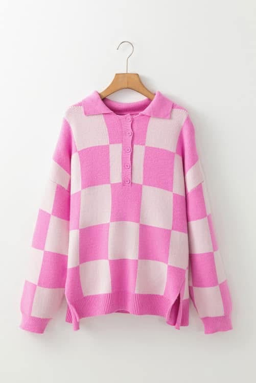 Pink checkered sweater