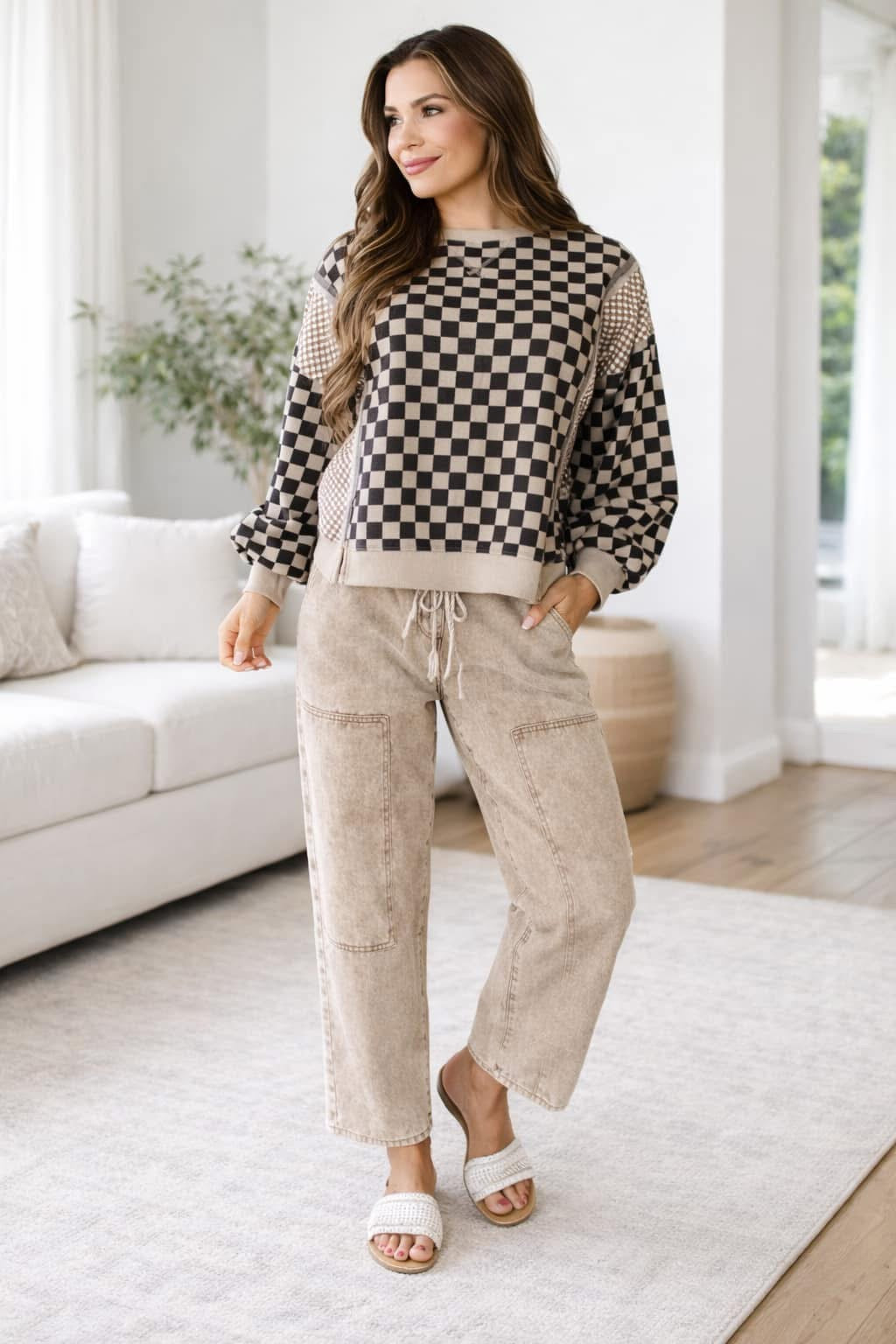 Acid Wash Barrel Pants