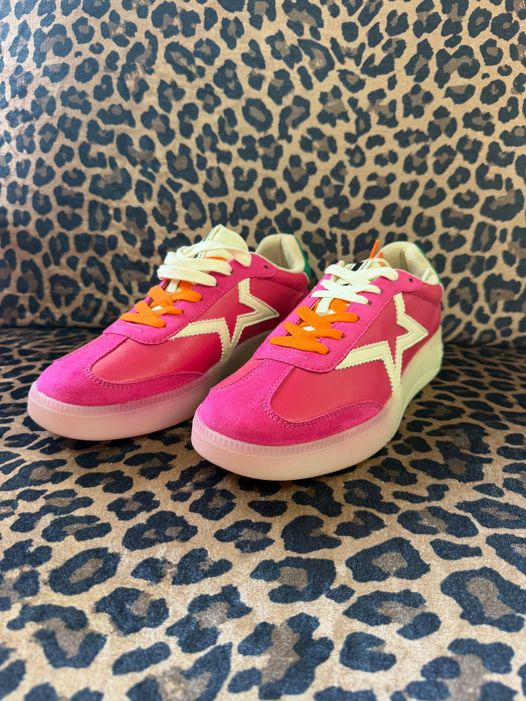 Fuschia Low Top Lace Up Platform Sneaker