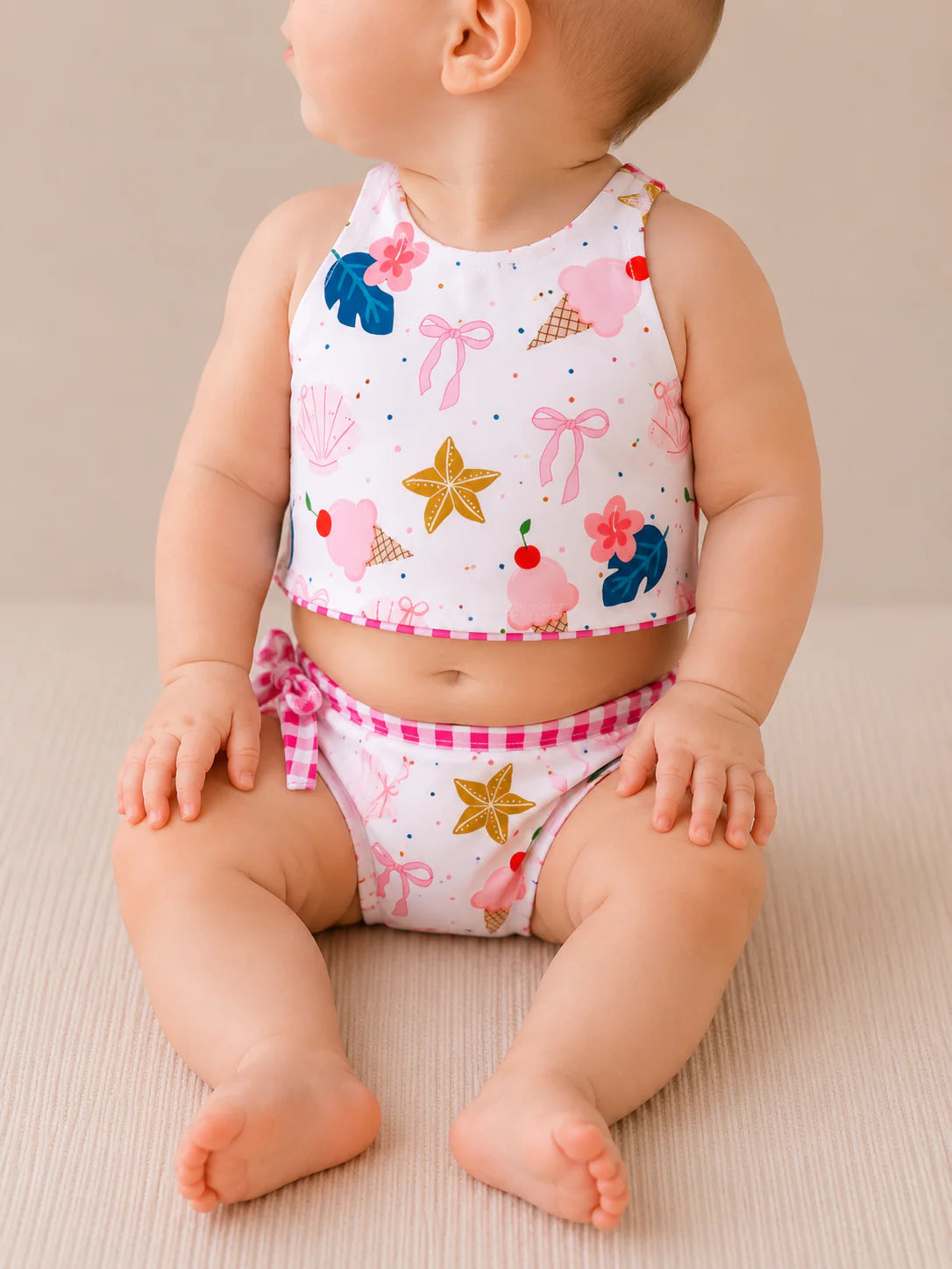 Ice Cream/Gingham Reversible Swimsuit