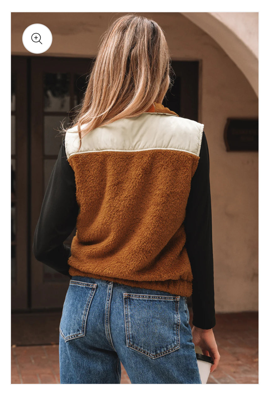 Chestnut Color Block Plush Vest