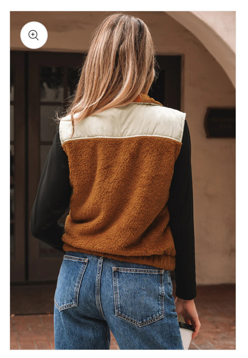 Chestnut Color Block Plush Vest