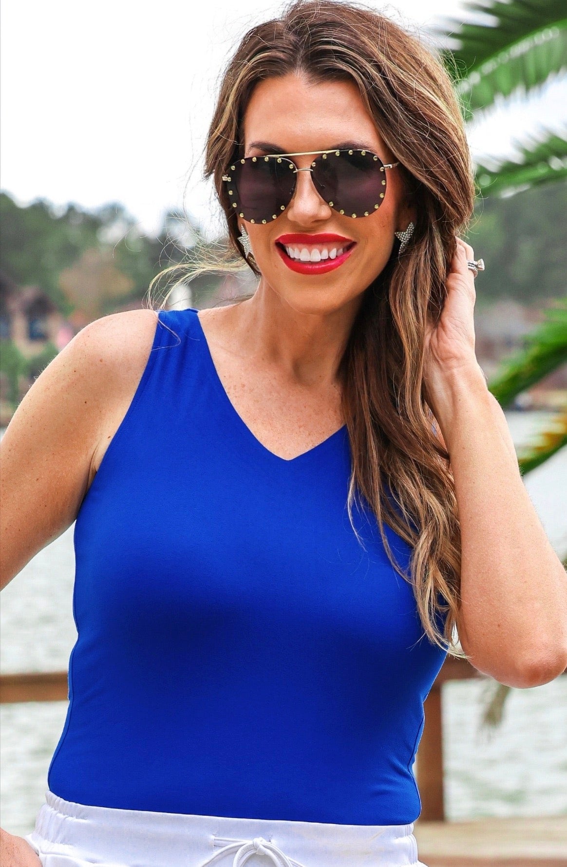 Haven V-Neck Bodysuit- Royal Blue