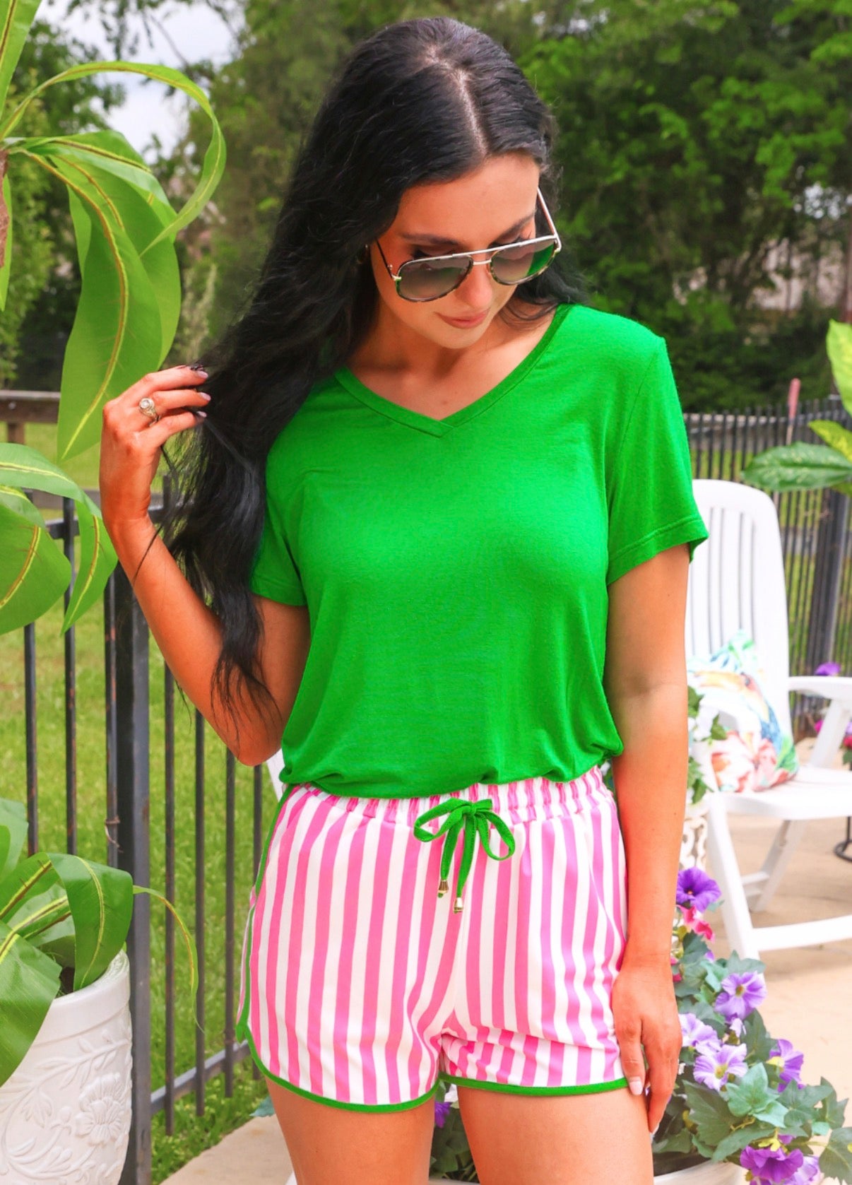 Melon Poppy Stripes Everyday Shorts