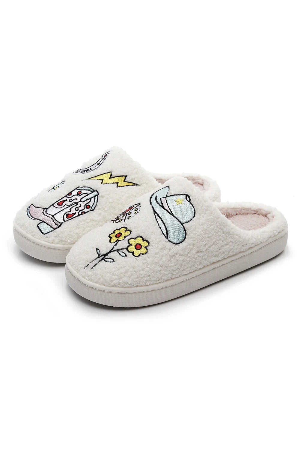 White Cowgirl Plush House Shoes